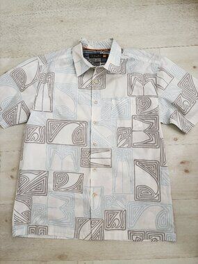 Quiksilver Waterman "Cane Island" Men's Short Sleeve Shirt 100% Cotton Size L